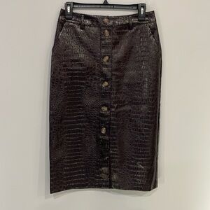 ⭐️ Rachel Comey Faux Crocodile Pencil Skirt - Size 4 - High-Waisted Brown